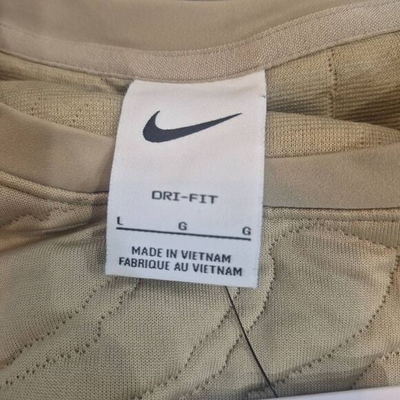 Nike Dri-Fit Golf "The League" Tan Quilted Sweatshirt w Pockets & Zip Neck NEW - Picture 15 of 16